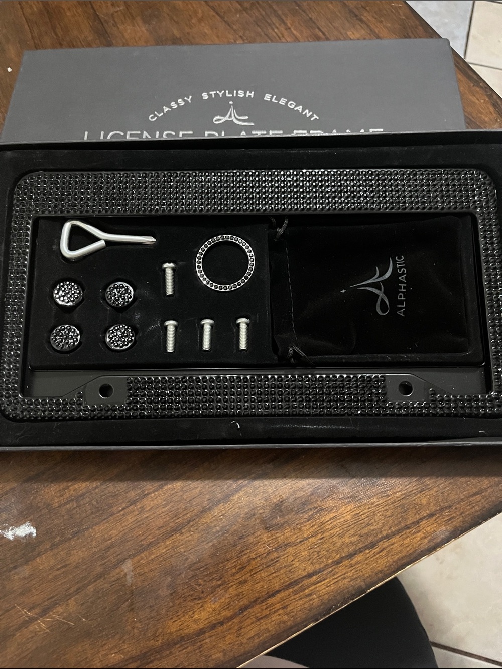 Black Crystal License Plate Frame Accent Kit